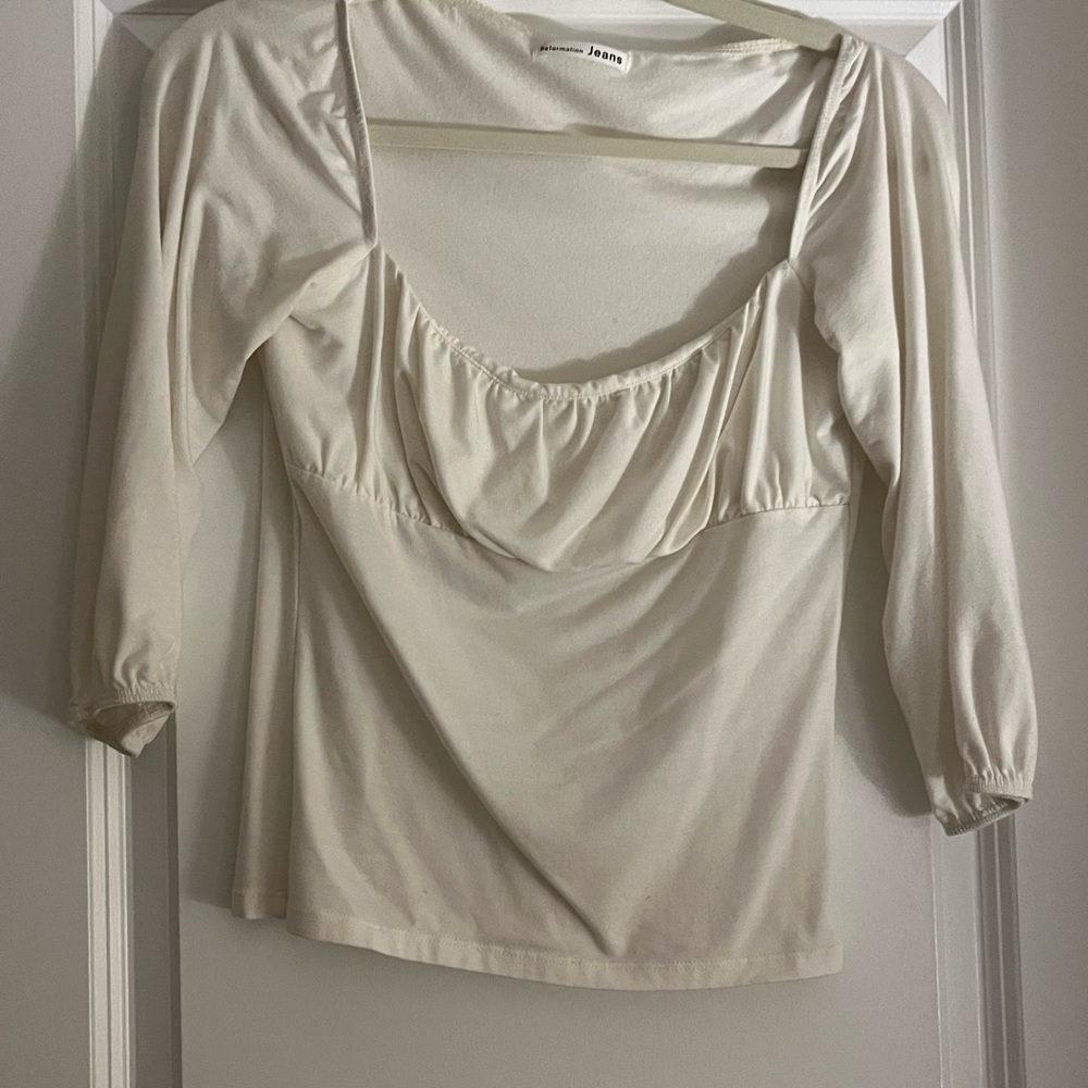 Reformation Cream Long Sleeve Top